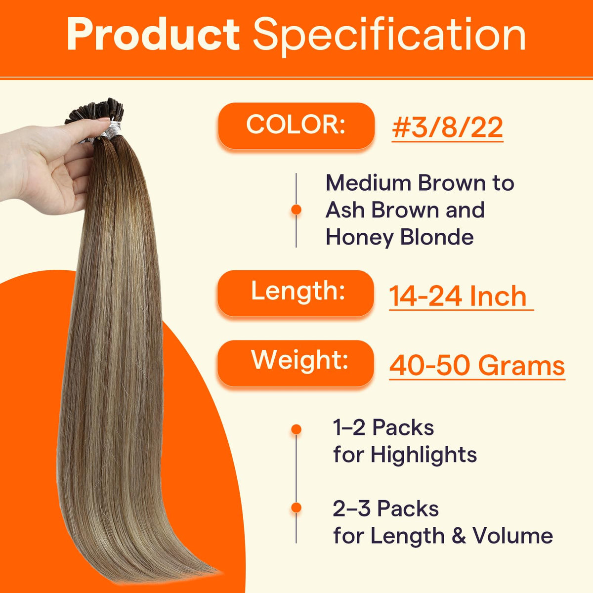 Full Shine U Tip Hair Extensions styled in hair
