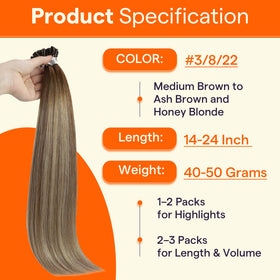 Full Shine U Tip Hair Extensions styled in hair