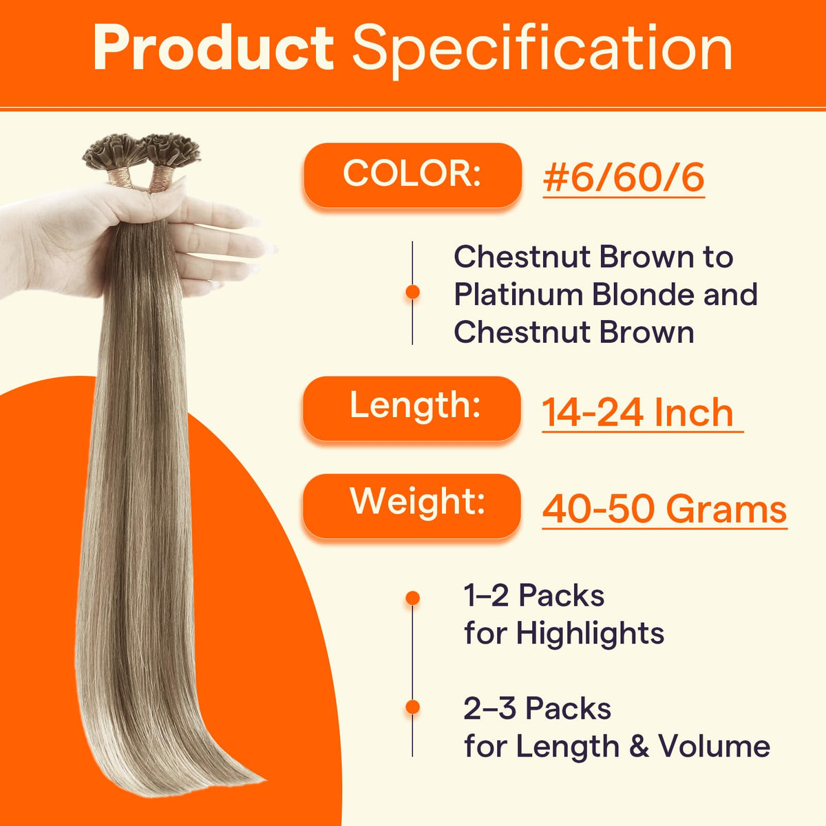 Full Shine U Tip Human Hair Extensions displayed in various shades