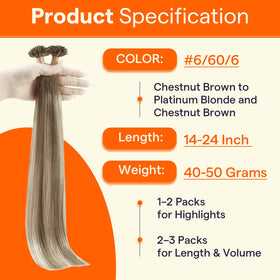 Full Shine U Tip Human Hair Extensions displayed in various shades