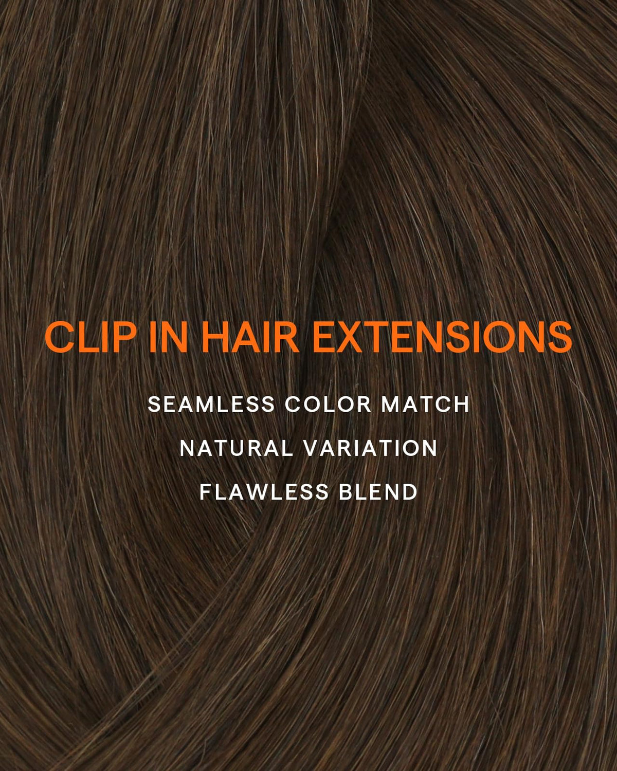 Full Shine Warm Brown Clip-In Hair Extensions laid flat for display