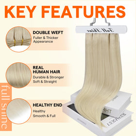 Full Shine Weft Hair Extensions 14 Inch Platinum Blonde packaging