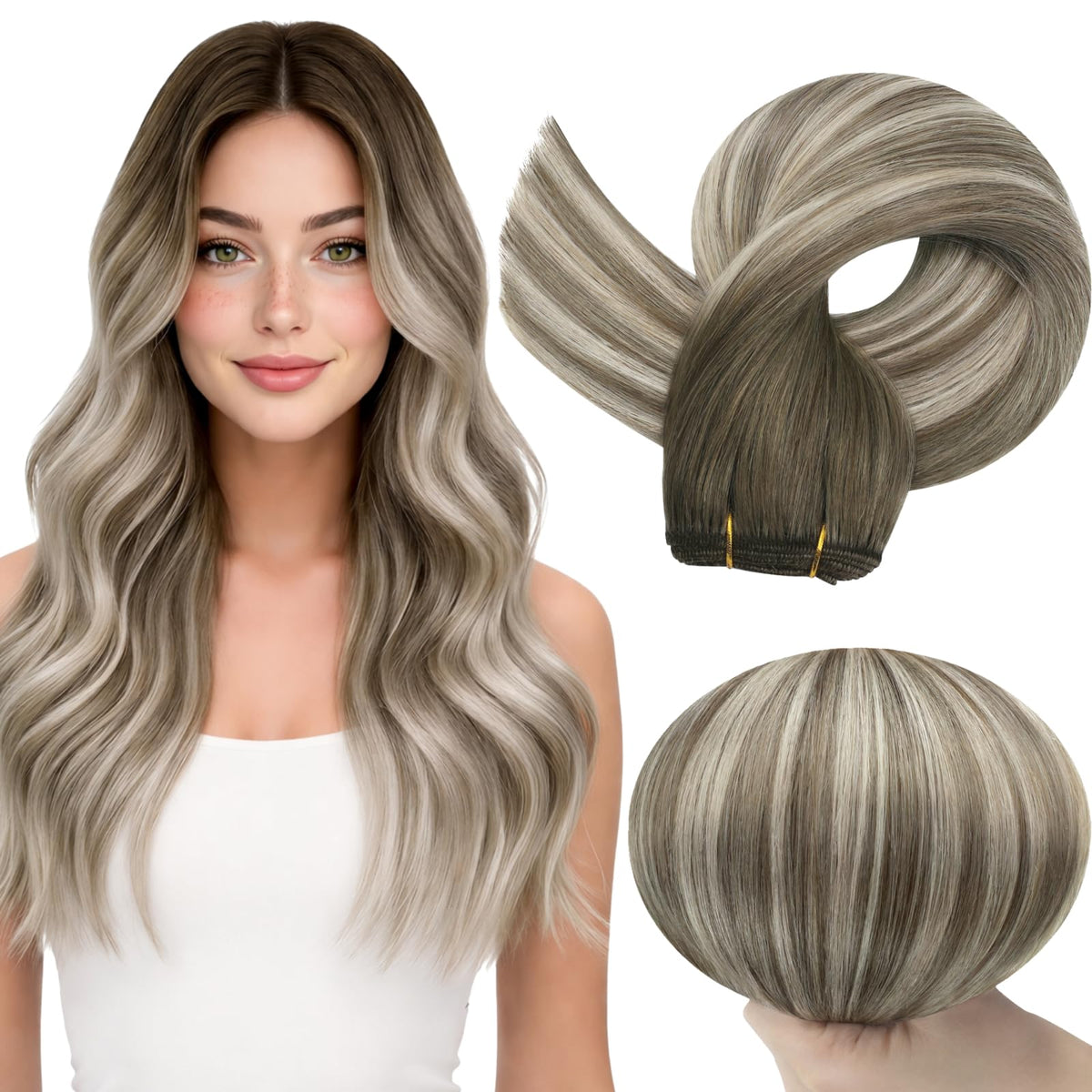 Full Shine Weft Hair Extensions 16 Inch front view