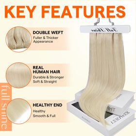 Full Shine Weft Hair Extensions 18 Inch White Blonde back view
