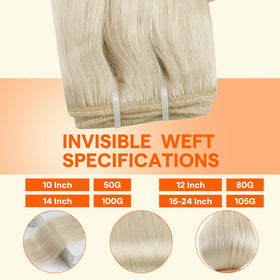 Full Shine Weft Hair Extensions 18 Inch White Blonde side view