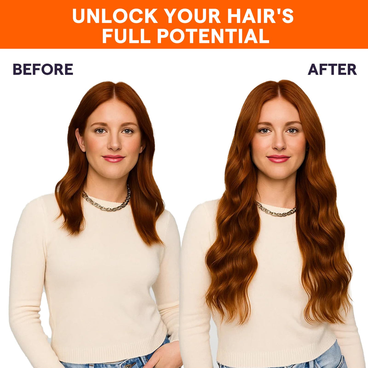 Full Shine Weft Hair Extensions 20 Inch Copper back view