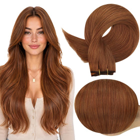 Full Shine Weft Hair Extensions 20 Inch Copper front view