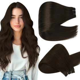 Full Shine Weft Hair Extensions 20 Inch dark brown front view