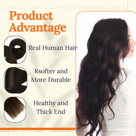 Full Shine Weft Hair Extensions 20 Inch dark brown side view