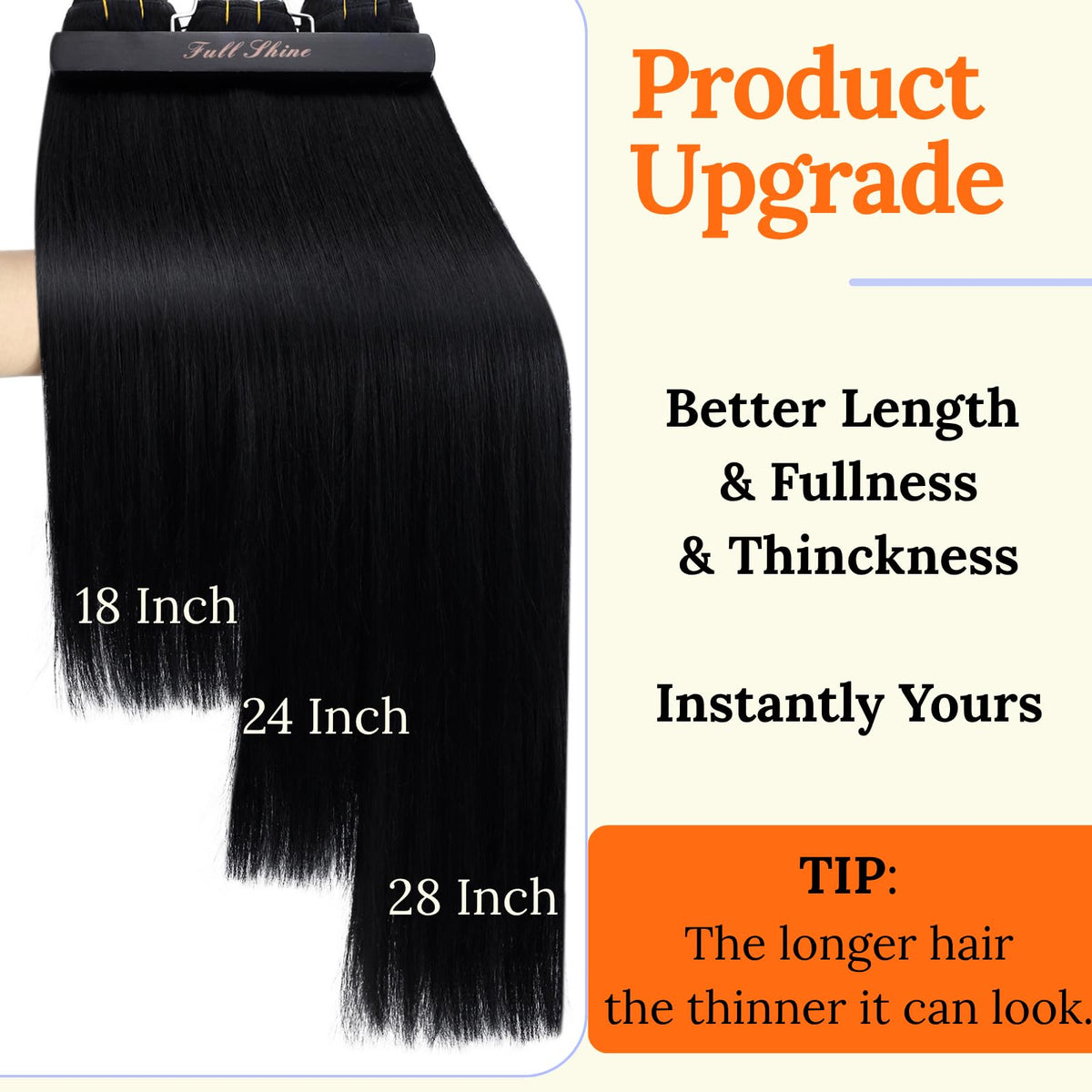 Full Shine Weft Hair Extensions 20 Inch Off Black styled