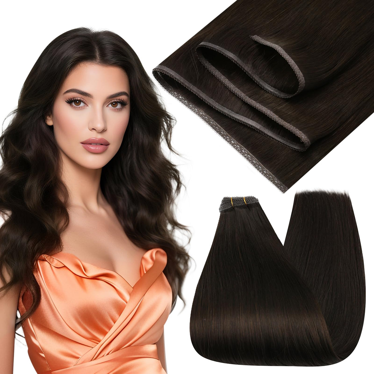 Full Shine Weft Hair Extensions 22 Inch 80g front view