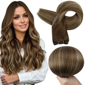 Full Shine Weft Hair Extensions 24 Inch Ombre front view