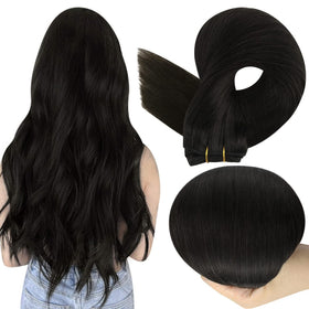 Full Shine Weft Hair Extensions 26 Inch Off Black front view