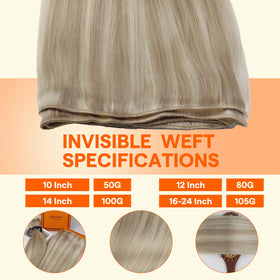 Full Shine Weft Hair Extensions Ash Blonde Mix side view