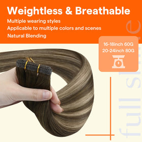 Full Shine Weft Hair Extensions displayed in various colours