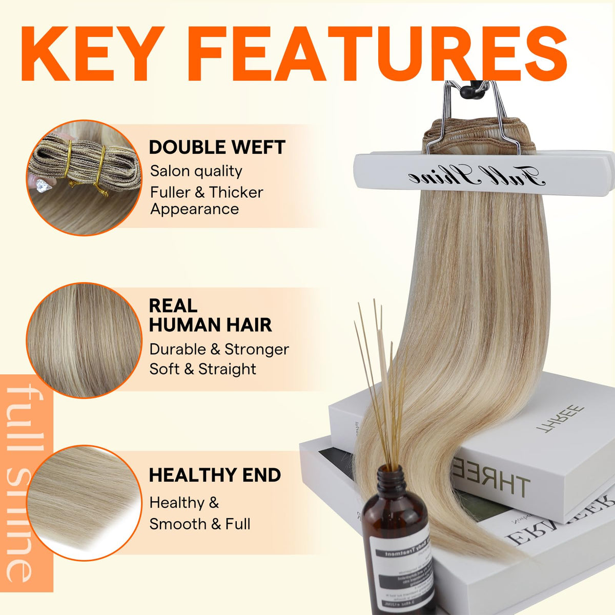 Full Shine Weft Hair Extensions packaging side view