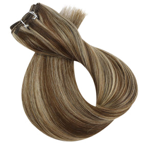 Full Shine Weft Hair Extensions styled on mannequin