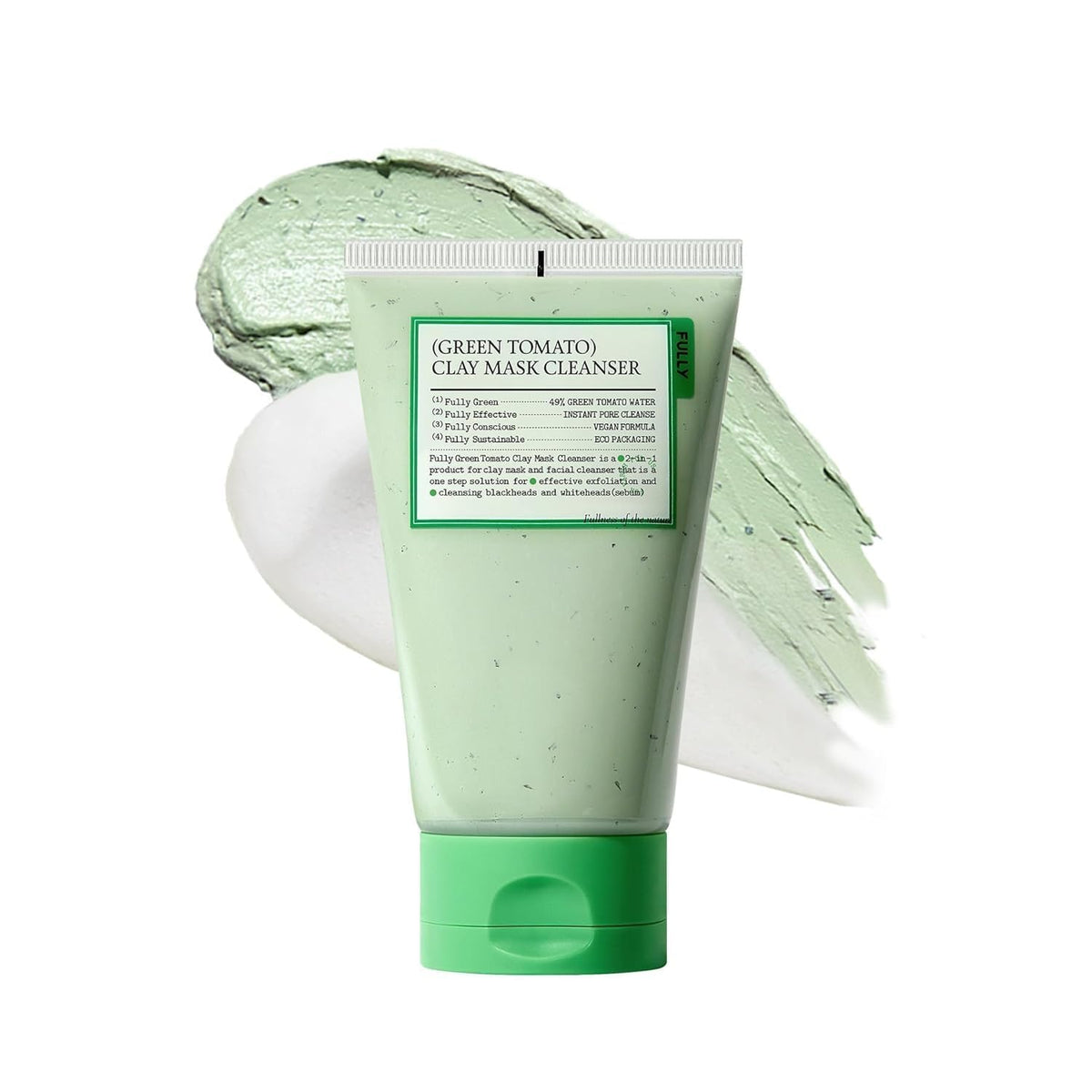 FULLY Green Tomato Pore Clay Mask Cleanser front view with packaging