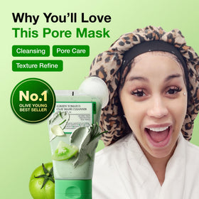 FULLY Green Tomato Pore Clay Mask Cleanser side view showing texture