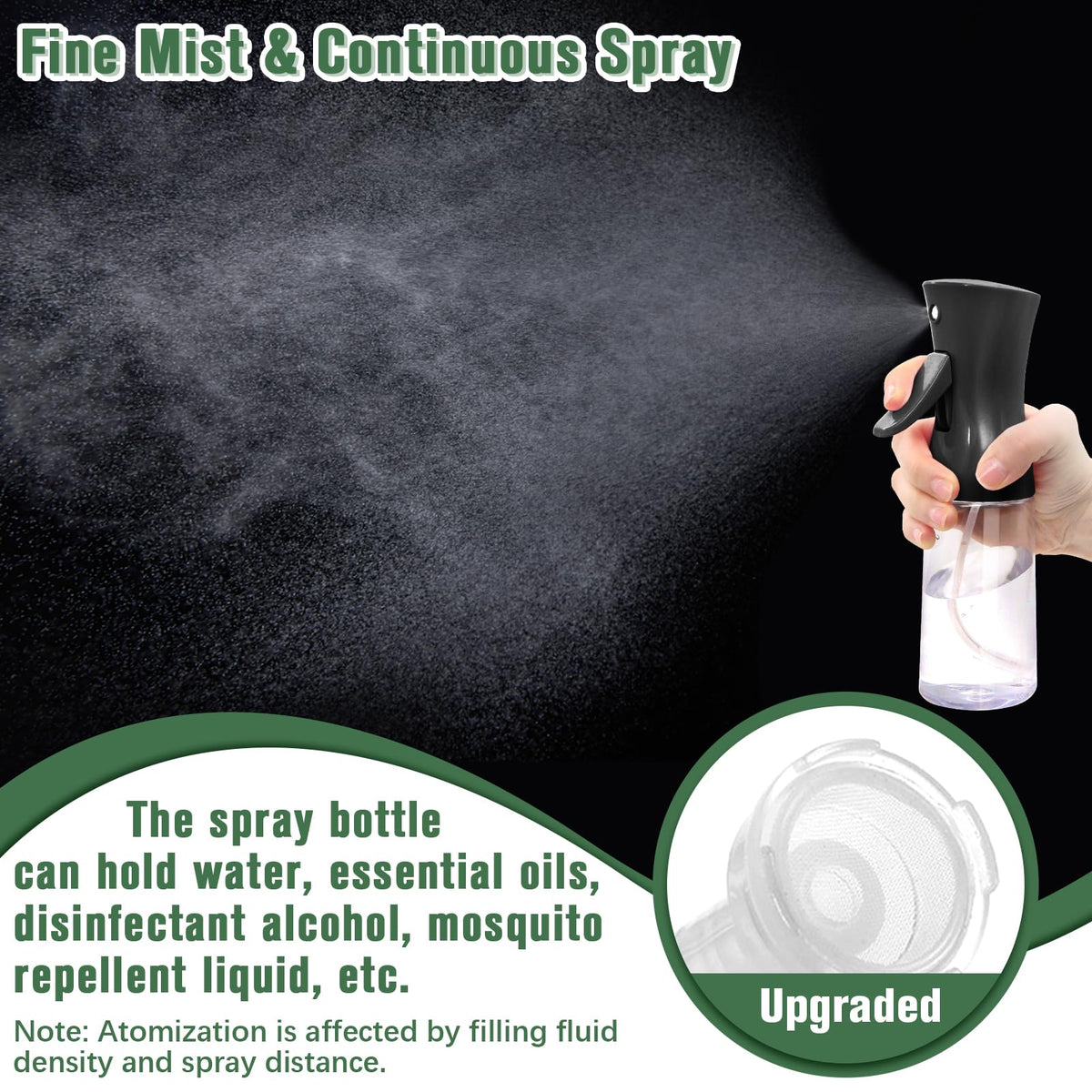Fun Gift Continuous Water Mister Spray Bottle side view black