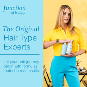 Function of Beauty Straight Hair Shampoo and Conditioner set on bathroom shelf