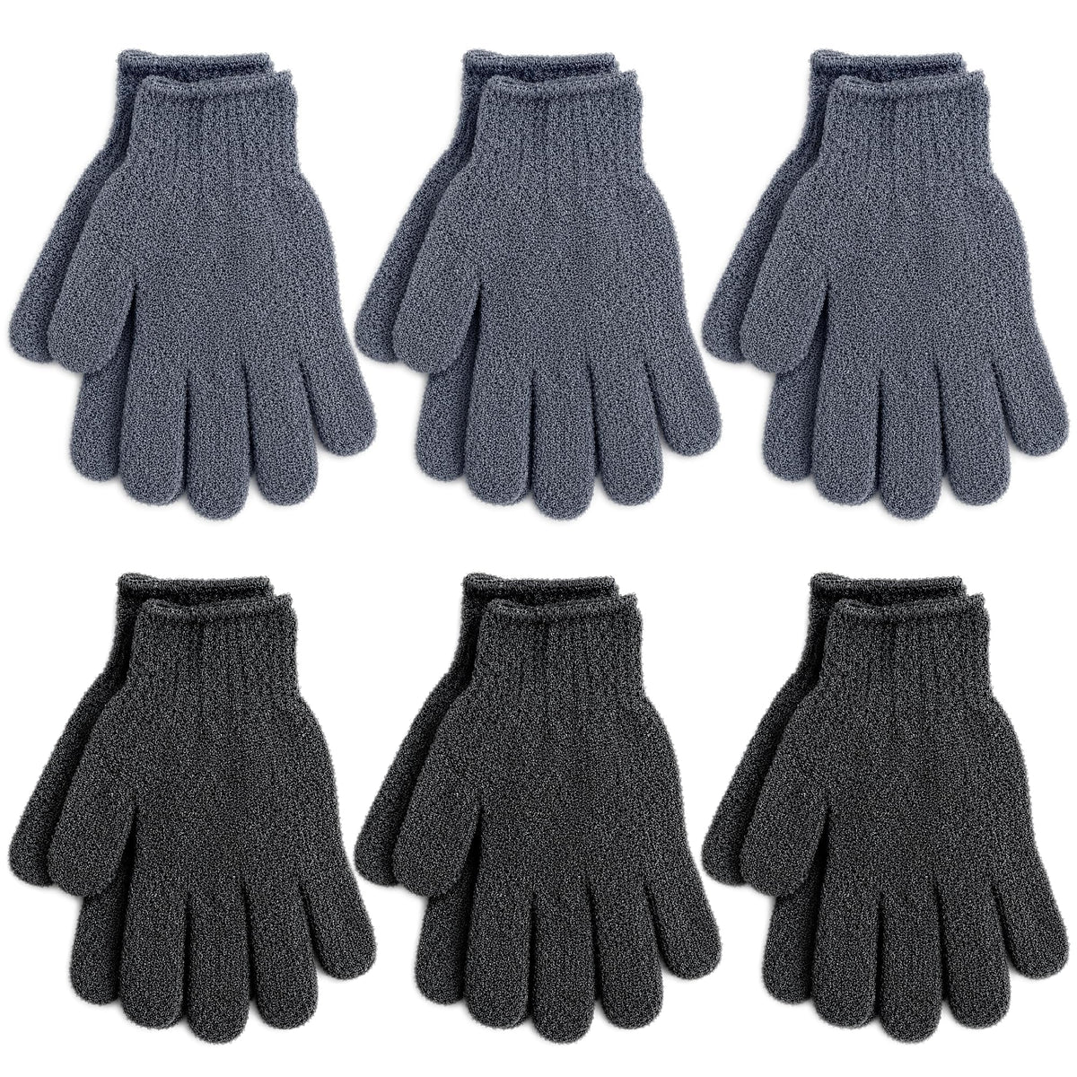 Fundrem 12 Pcs Exfoliating Gloves in assorted colours front view
