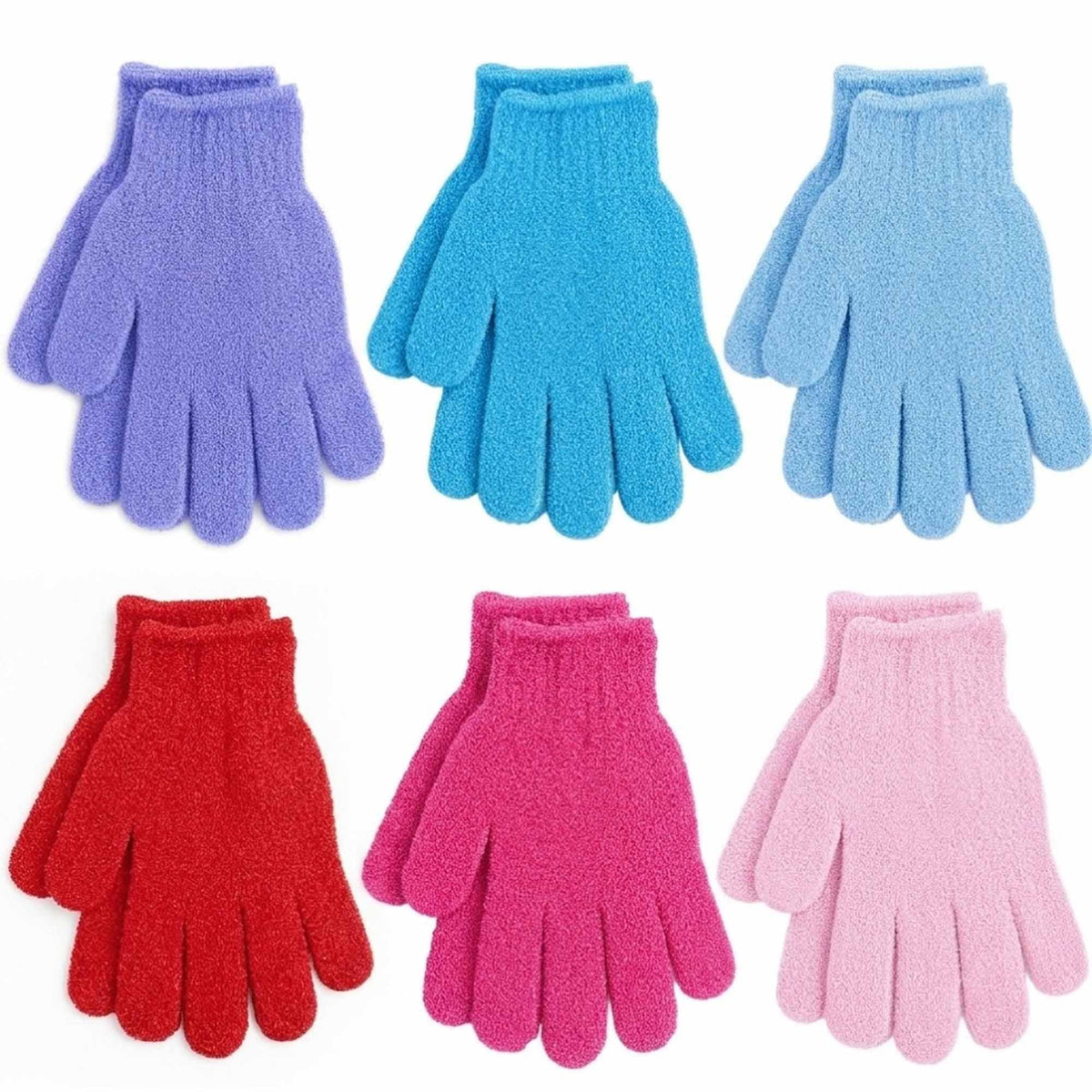 Fundrem Exfoliating Gloves 12 Pcs assorted colours front view