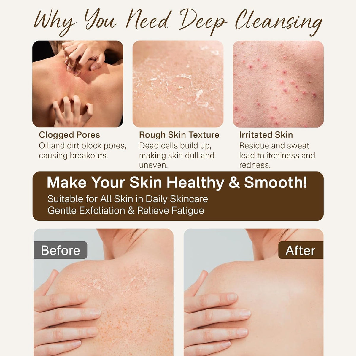 Fundrem exfoliating gloves in a hand with body wash