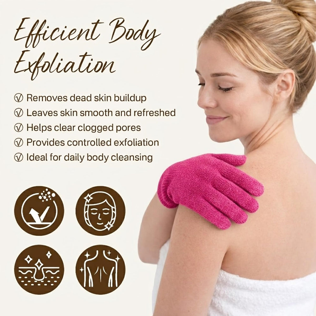 Fundrem Exfoliating Gloves in use during a shower