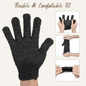 Fundrem exfoliating gloves showing five-finger fit design
