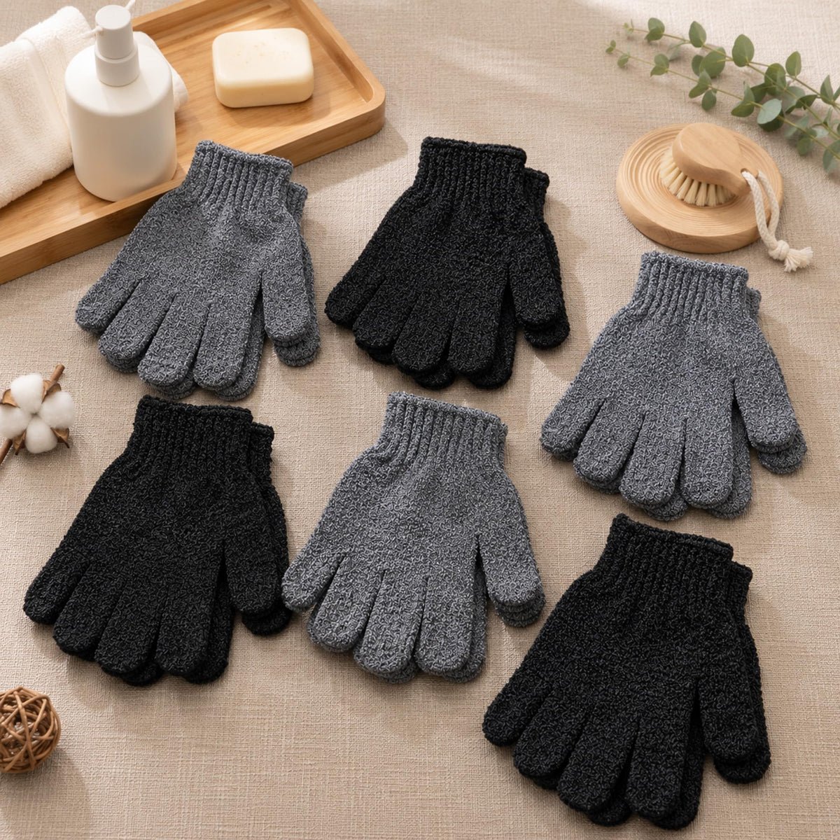 Fundrem exfoliating gloves showing textured nylon surface close-up
