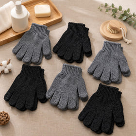 Fundrem exfoliating gloves showing textured nylon surface close-up