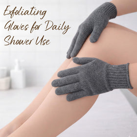 Fundrem exfoliating gloves with hanging loop for storage