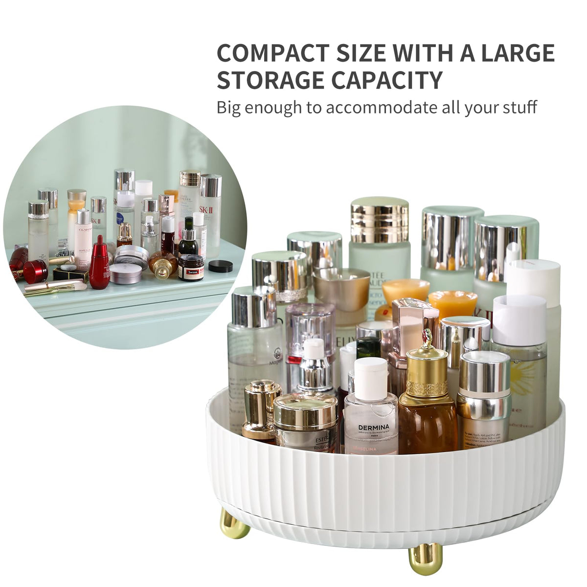 funest 360 Degree Rotating Organizer with perfumes and lotions
