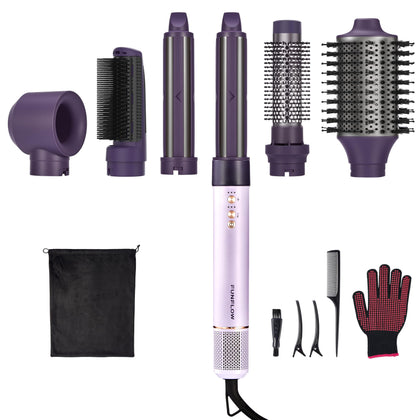 Funflow 6 in 1 Air Wrap Hair Styler front view with attachments