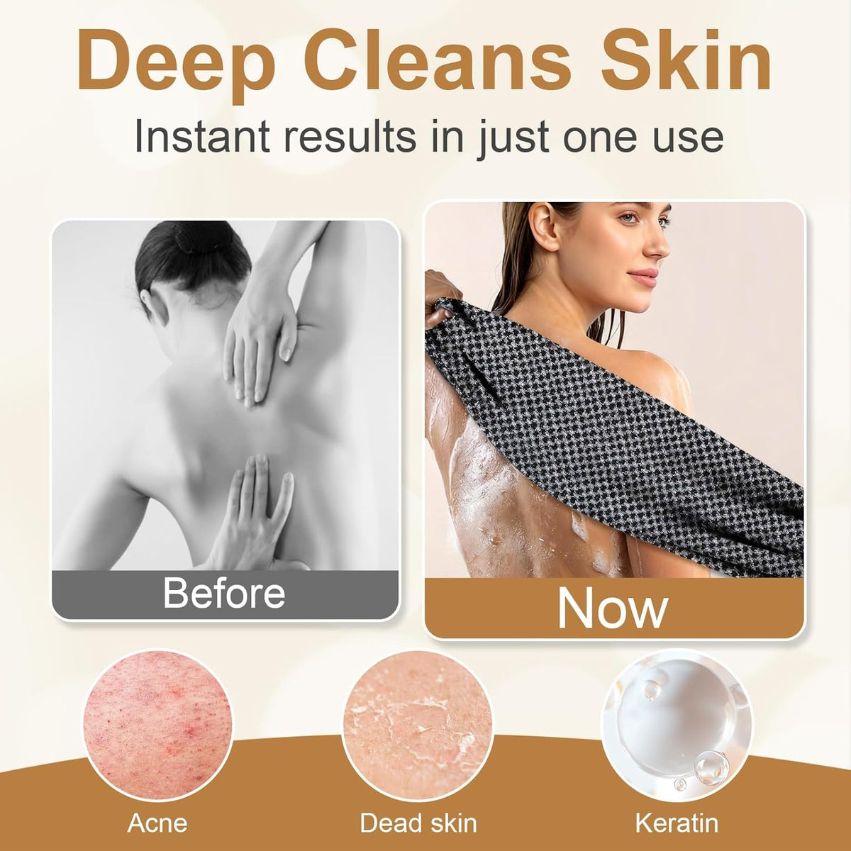 Funfunman Exfoliating Shower Towel in use during a shower