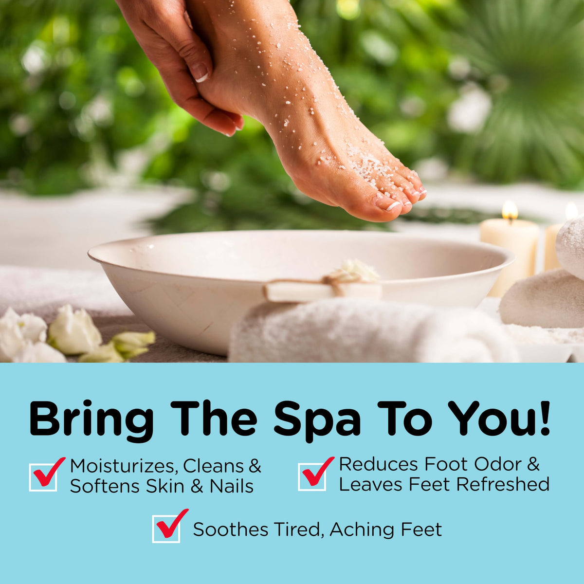 Fungi-Nail Foot Soak in a relaxing foot spa setting
