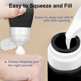 Funnel and cleaning brush included in Quatish travel kit