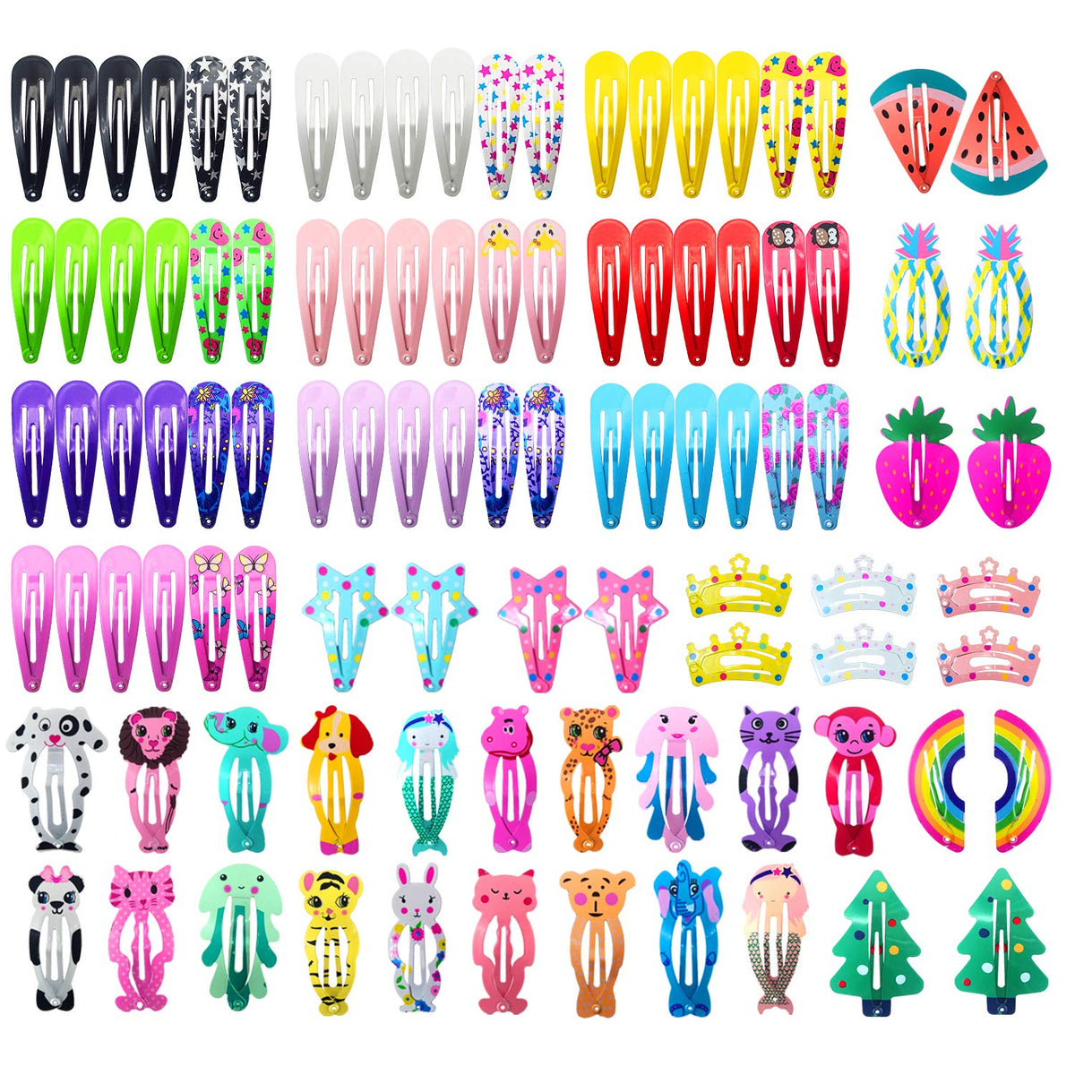 Funtopia Hair Clips 100Pcs assorted designs and colours