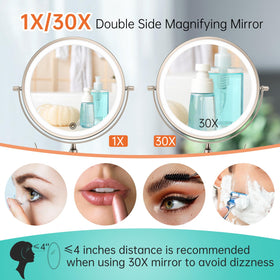 FUNTOUCH Lighted Makeup Mirror mounted on wall
