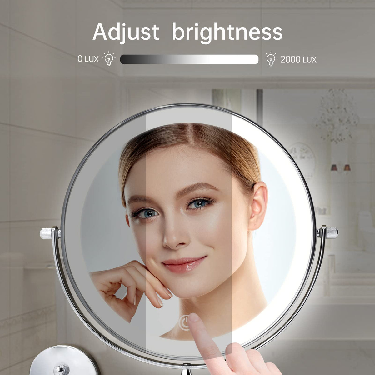 FUNTOUCH lighted mirror in a bathroom setting