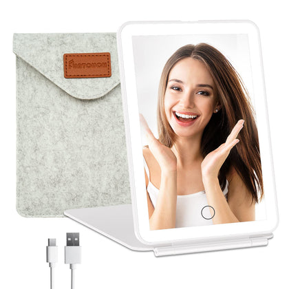 FUNTOUCH Rechargeable Travel Makeup Mirror front view with lights