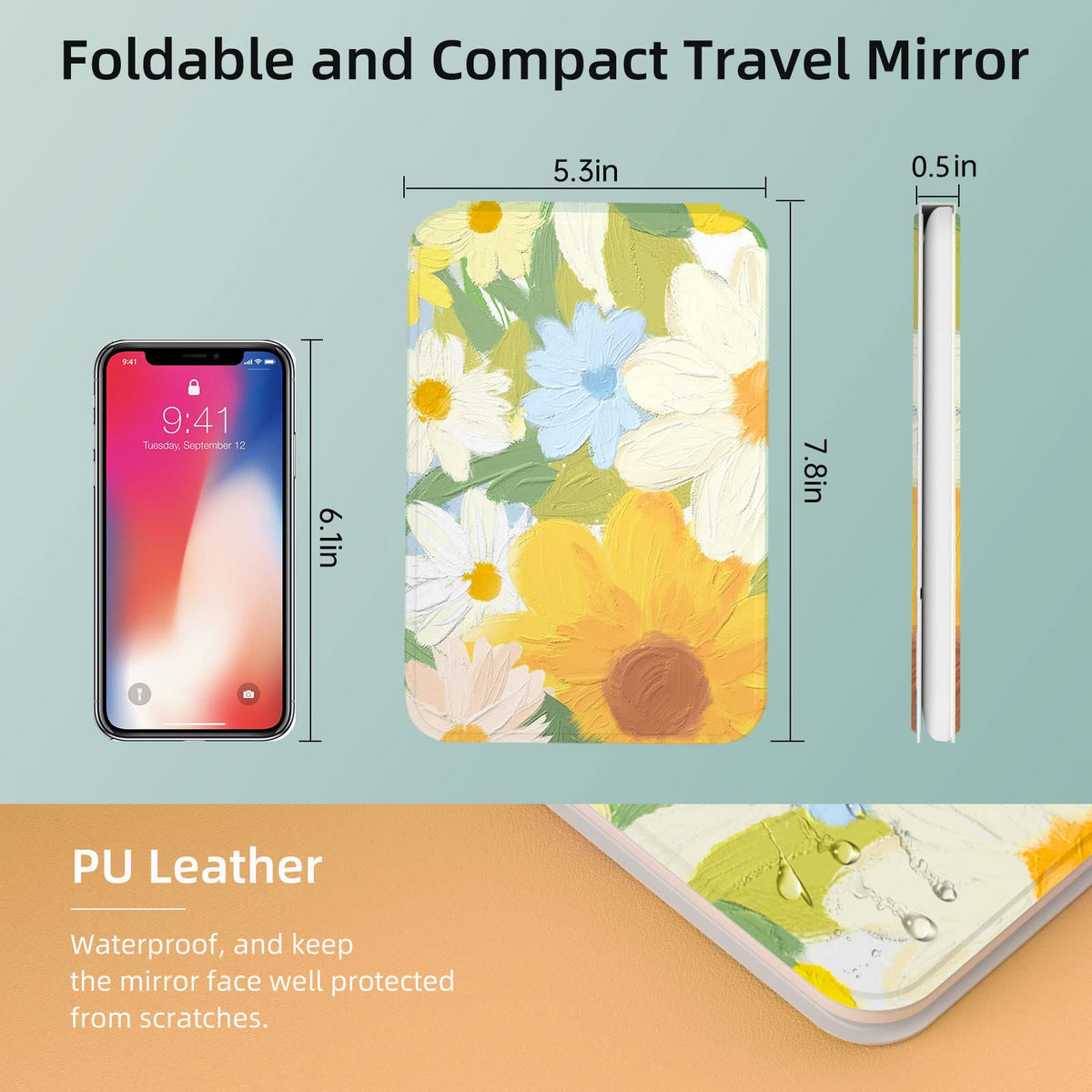 FUNTOUCH Travel Lighted Makeup Mirror 180-degree rotation feature