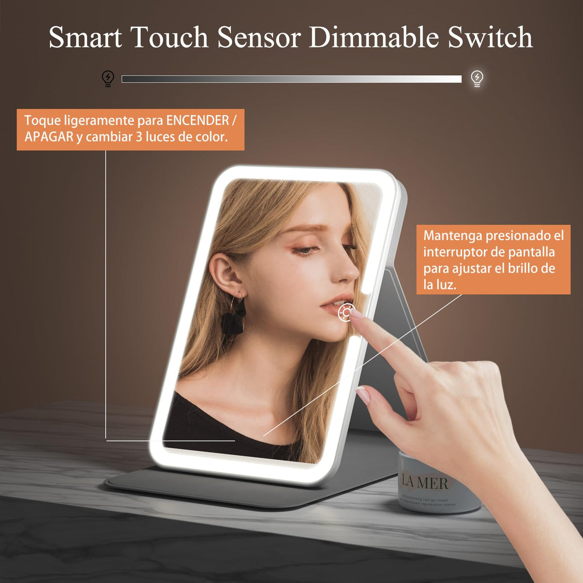 FUNTOUCH Travel Lighted Makeup Mirror folded for travel