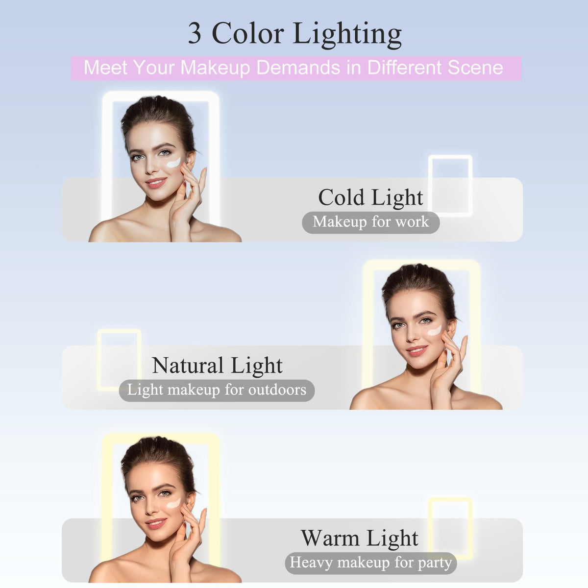 FUNTOUCH Travel Makeup Mirror touch control feature close-up