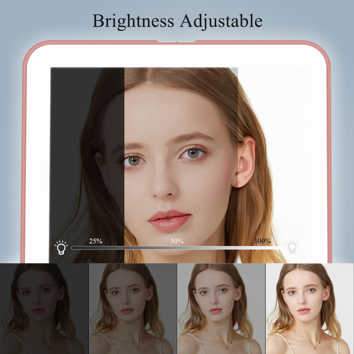FUNTOUCH Travel Makeup Mirror with cool LED light activated