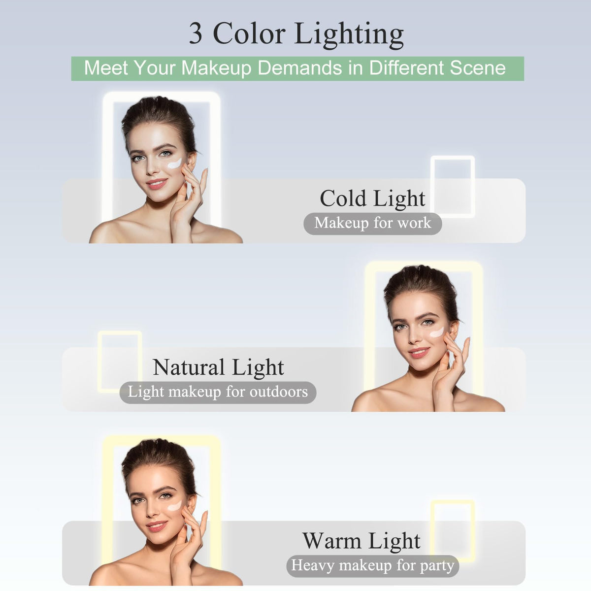 FUNTOUCH Travel Makeup Mirror with touch screen control close-up