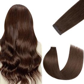FUOTONBUTY Tape in Hair Extensions 20pcs 50g Medium Brown front view