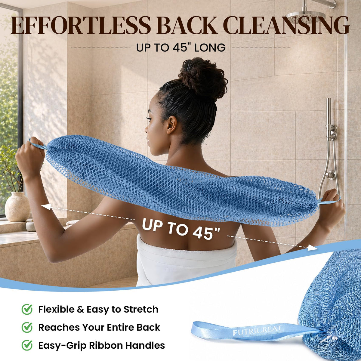 FUTRICREAT African Net Sponge purple model back view