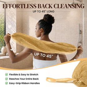 FUTRICREAT African Net Sponge stretched out for back cleaning